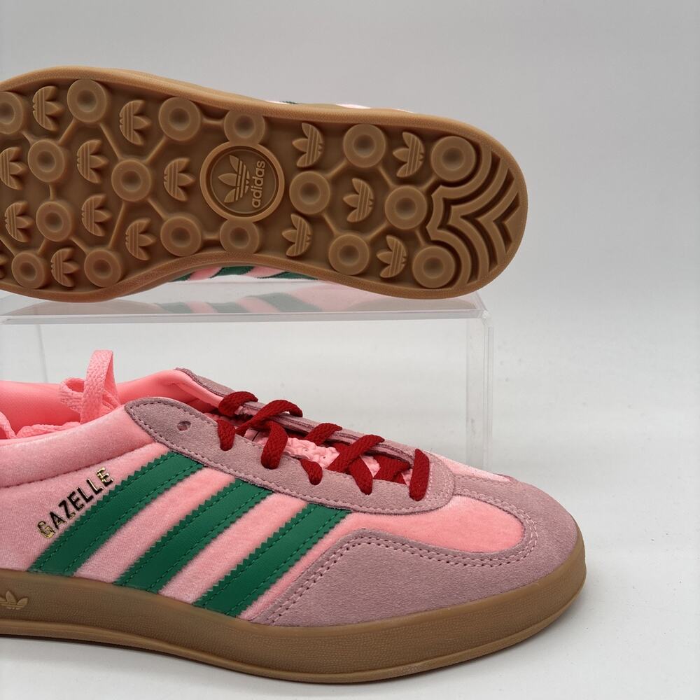 Womens Size 6 Adidas Gazelle Pink Velvet Green Casual Sneakers Shoe JI2713 NEW - Picture 8 of 13
